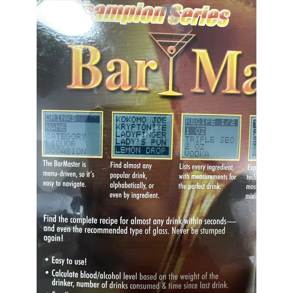 VTG 2003 RARE Excalibur Electronic Bar Master 500+ Mixed Cocktail‎ Recipes NEW!